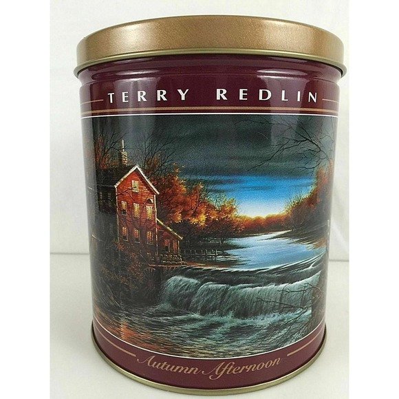 Terry Redlin Autumn Afternoon Hadley Tin Box Container Olive Can Company 2000 - Picture 7 of 7